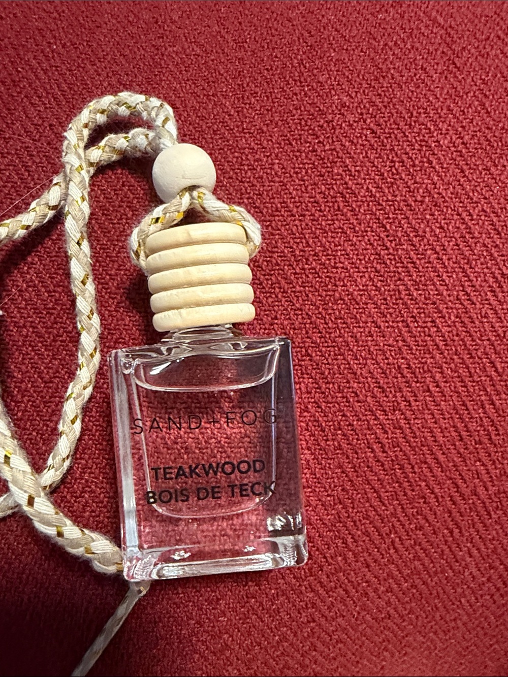 Sand + Fog Teakwood Hanging Car & Room Diffuser - Clear with Natural Wood